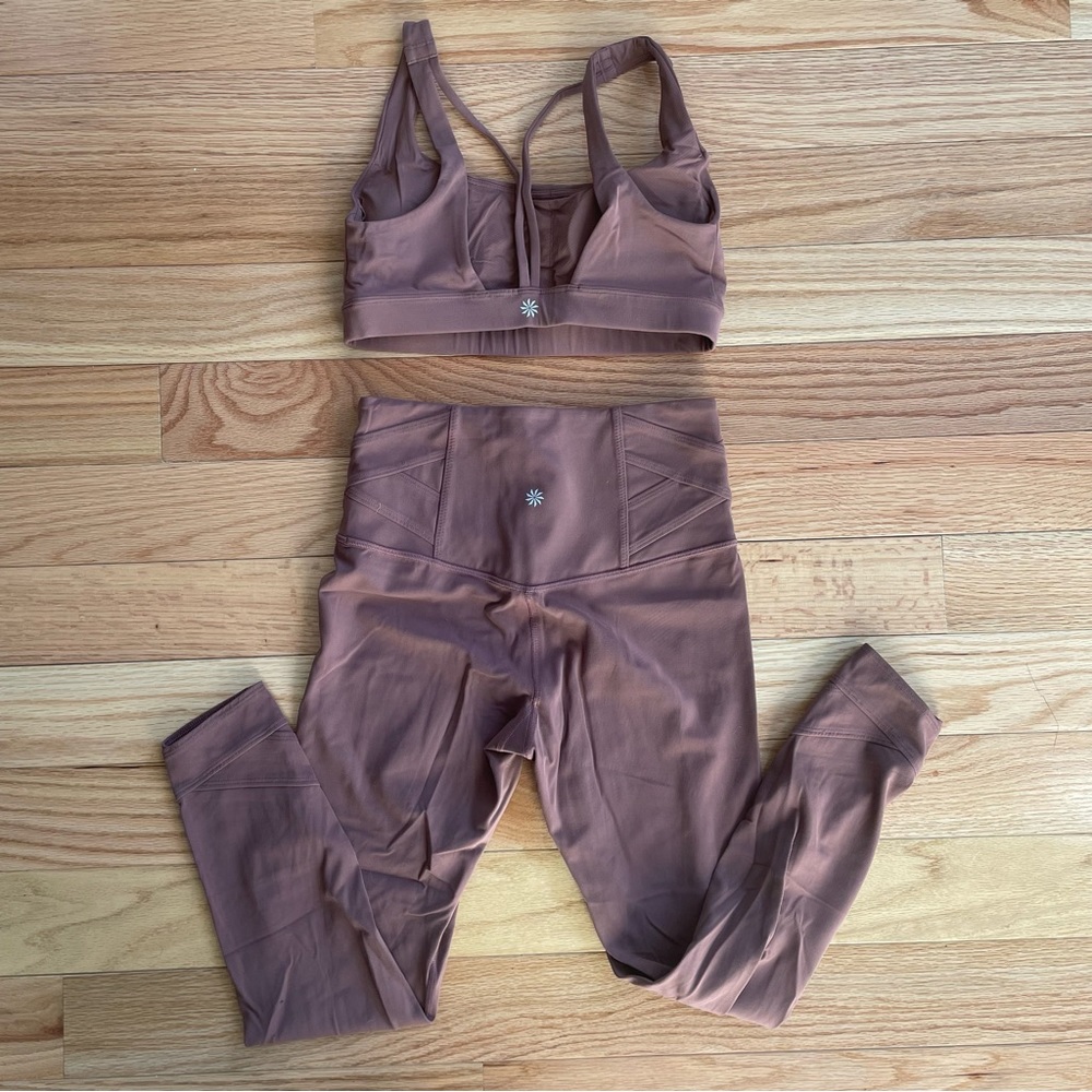Athleta Hearth Rose Exhale Bra Elation Pirouette 7/8 Legging Set Size Small - Picture 2 of 11